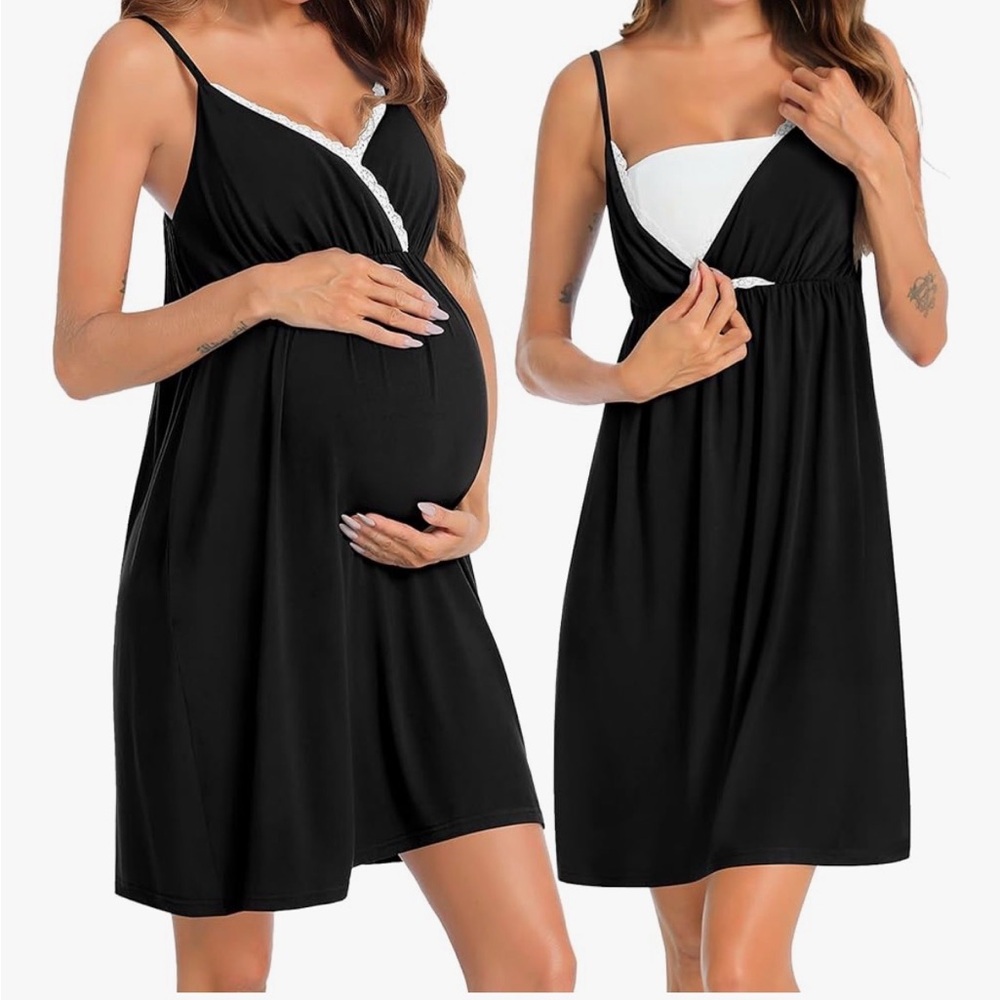 SWOMOG Womens Maternity Robe 2 Piece Nursing Nightgown
